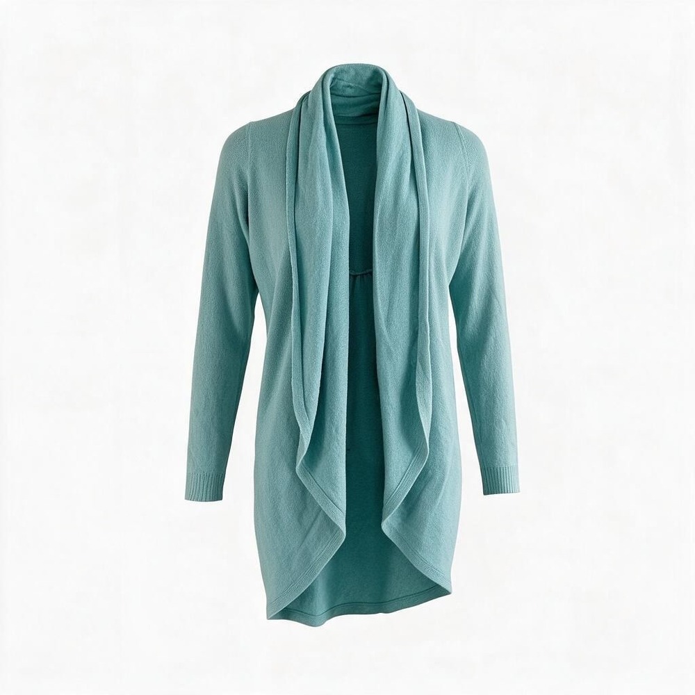 Lilly Pulitzer Aqua Blue Cotton Draped Shawl Collar Cardigan Sweater 87550 M